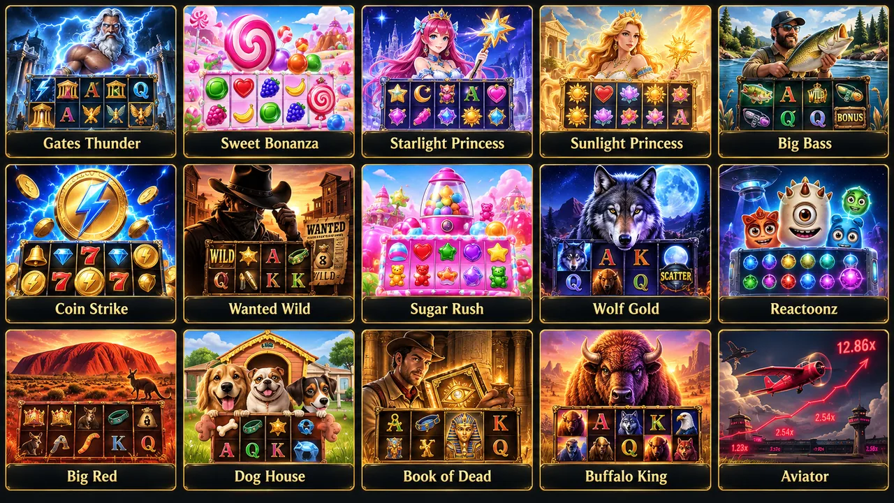 Gallery of original artwork for trending Australian pokies including Reactoonz